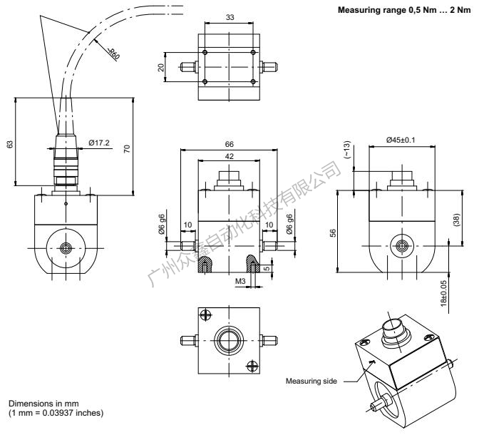 德国HBM 1-T22/2NM扭矩传感器产品规格尺寸