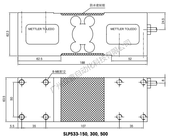 Mettler Toledo梅特勒托利多 SLP533-500kg称重传感器产品尺寸