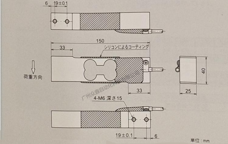日本NMB(Minebea美蓓亚) CB004-45K称重传感器产品尺寸