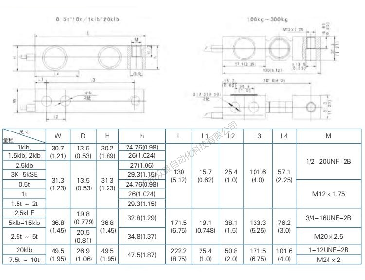 ZEMIC称重传感器 BM8D-C3-500kg-6B称重传感器产品尺寸