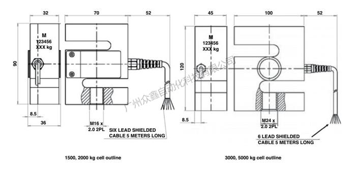 美国TEDEA特迪亚称重传感器619-2000KG传感器尺寸