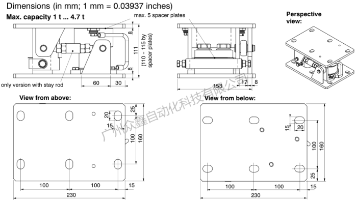 德国HBM称重模块 RTN/M2LB 10T称重模块外观尺寸