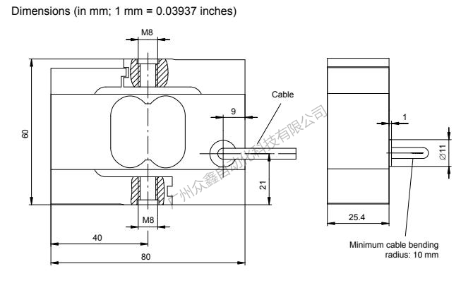 德国HBM S2M/1000N力传感器产品尺寸