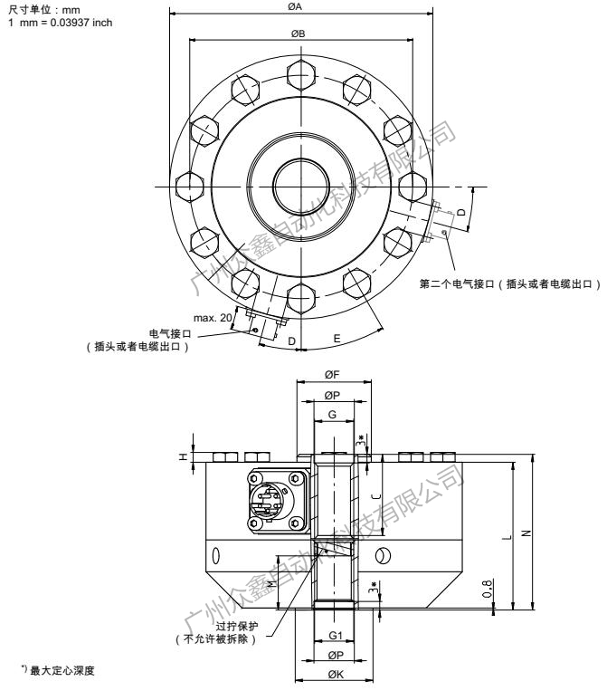 德国HBM 1-U10M/1.25KN力传感器产品规格尺寸1