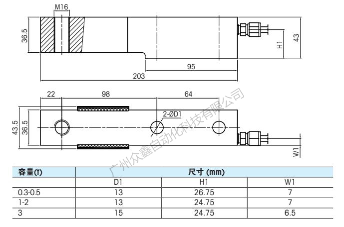 Mettler Toledo SBS-3T load cell installation dimensions