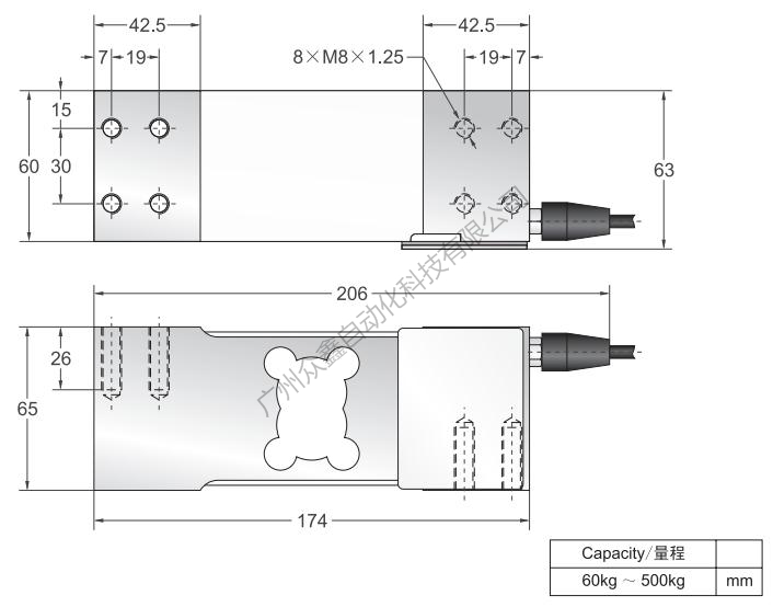 美国传力 FAV-200kg称重传感器产品尺寸