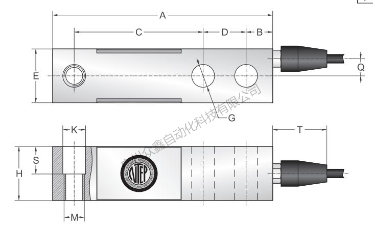 美国传力 SBS-2.5T称重传感器产品尺寸