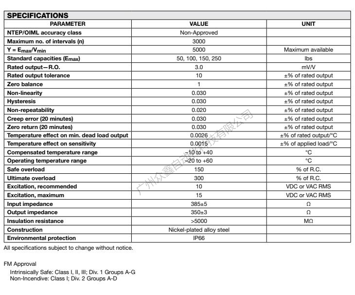 美国世铨 MBB-23kg称重传感器产品技术参数 美国世铨 MBB-23kg称重传感器产品技术参数