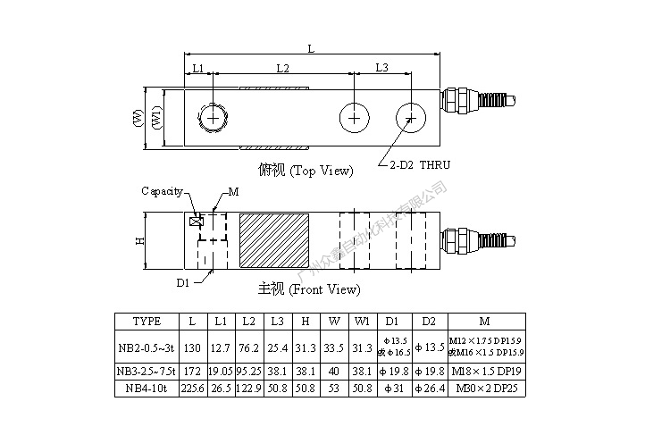 台湾mavin NB2-500kg称重传感器产品尺寸