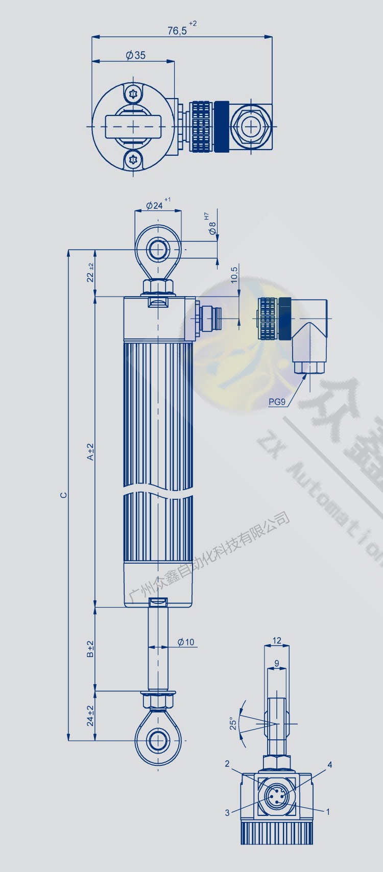 LWG-0300直线位移传感器 德国novotechnik位移传感器产品尺寸