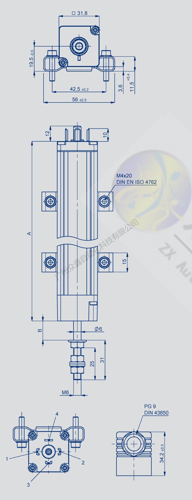 LWH-0375直线位移传感器 德国novotechnik位移传感器产品尺寸