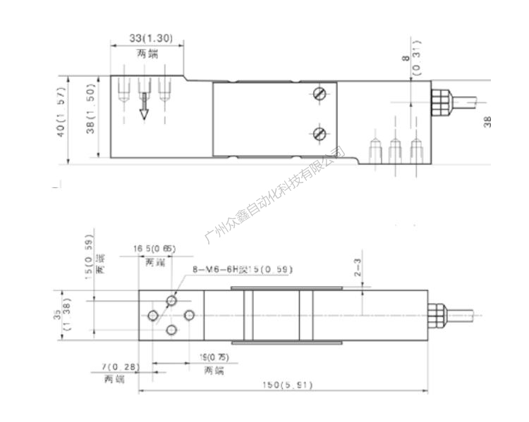 H6E-C3-200kg-2B称重传感器产品尺寸