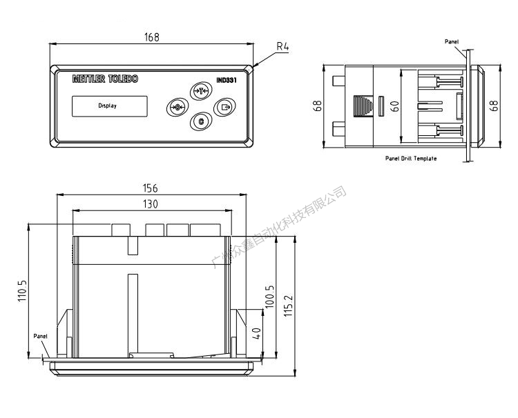 IND331称重显示控制器产品尺寸