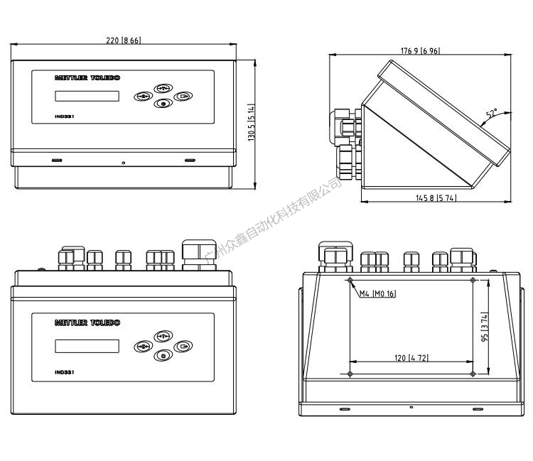 IND331称重显示控制器产品尺寸
